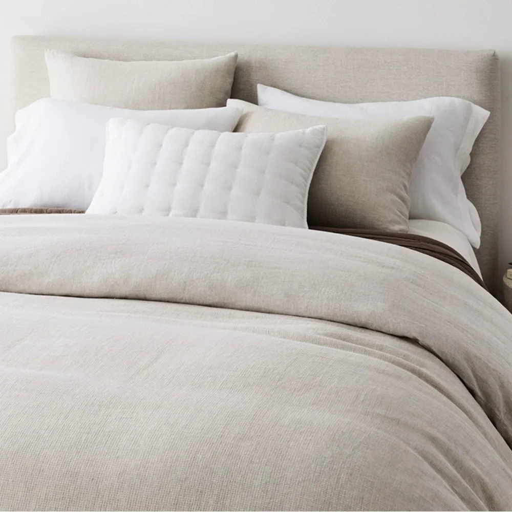 NWT West Elm Euro Pillow Sham - Organic Wash Quilted Cotton - White & Grey